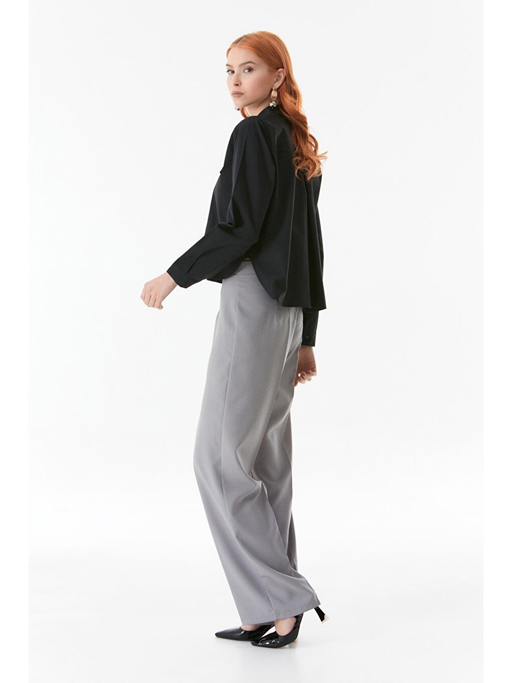 Siyah Basic Fleto Cep Detaylı Gömlek-2