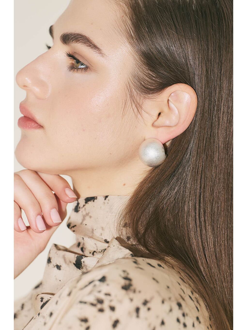 Gri Dot Küpe Gümüş-1