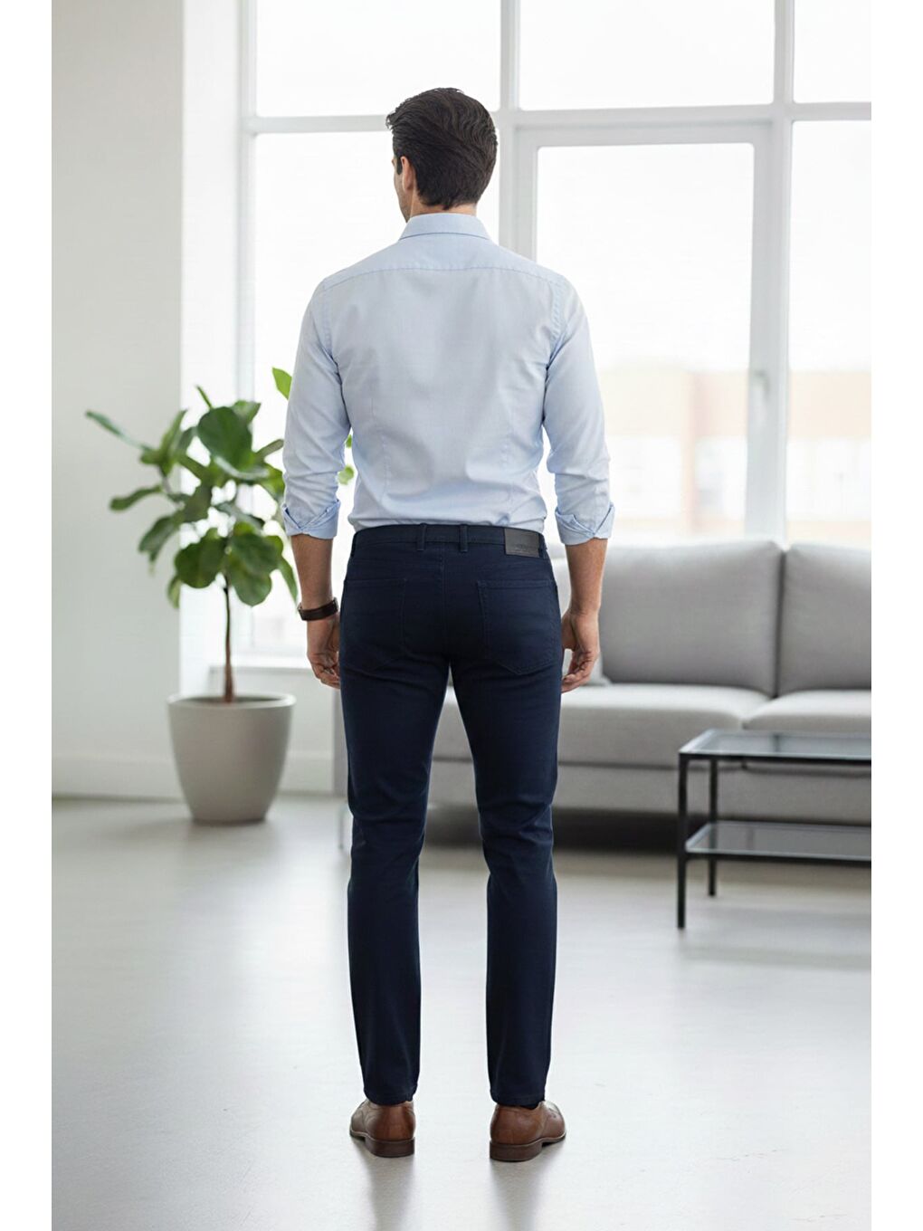 İndigo Fermuarlı Slim Fit Jean-1