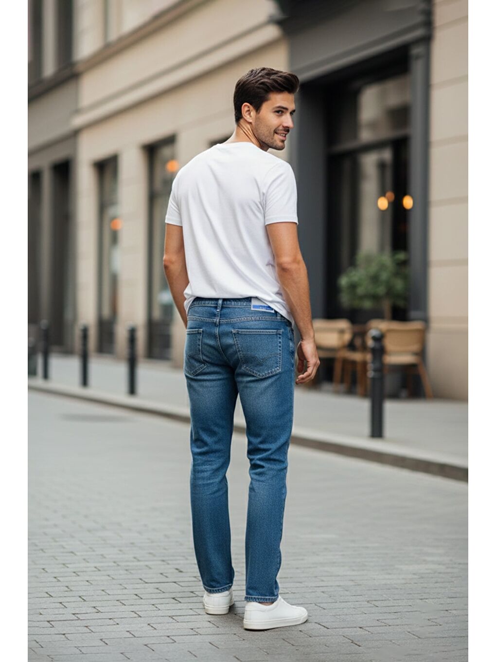 Mavi Fermuarlı Baggy Jean-1