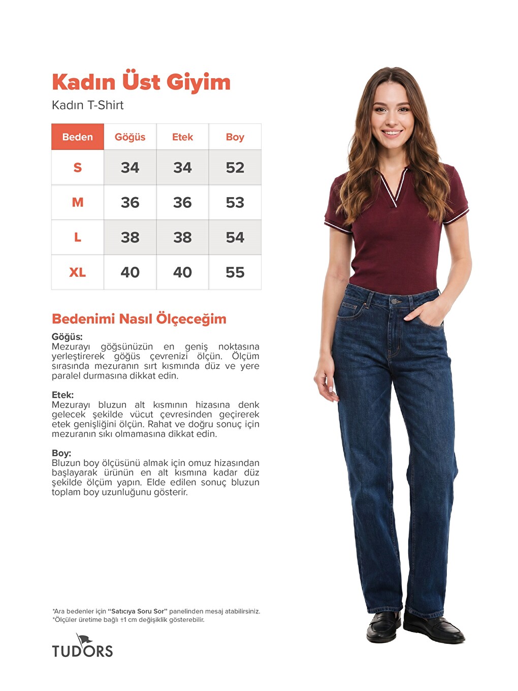 Kadın Slim Fit Dar Kesim Pamuklu Polo Yaka Kısa Kollu Bordo Tişört-2