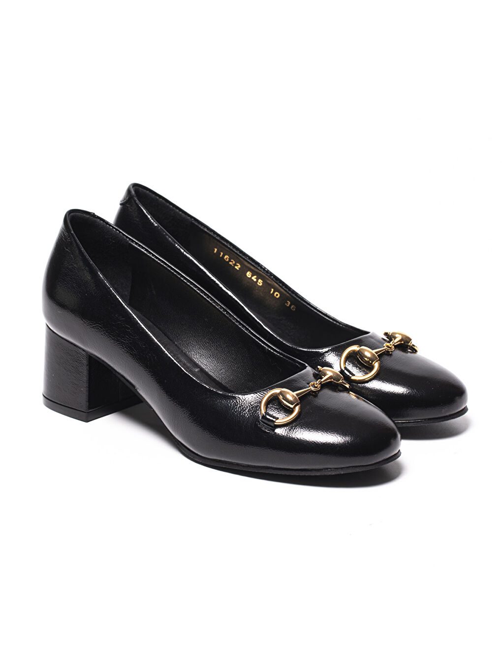 Siyah Kadın Topuklu/ Stiletto 645 10 Patent Leather Wrinkled-2