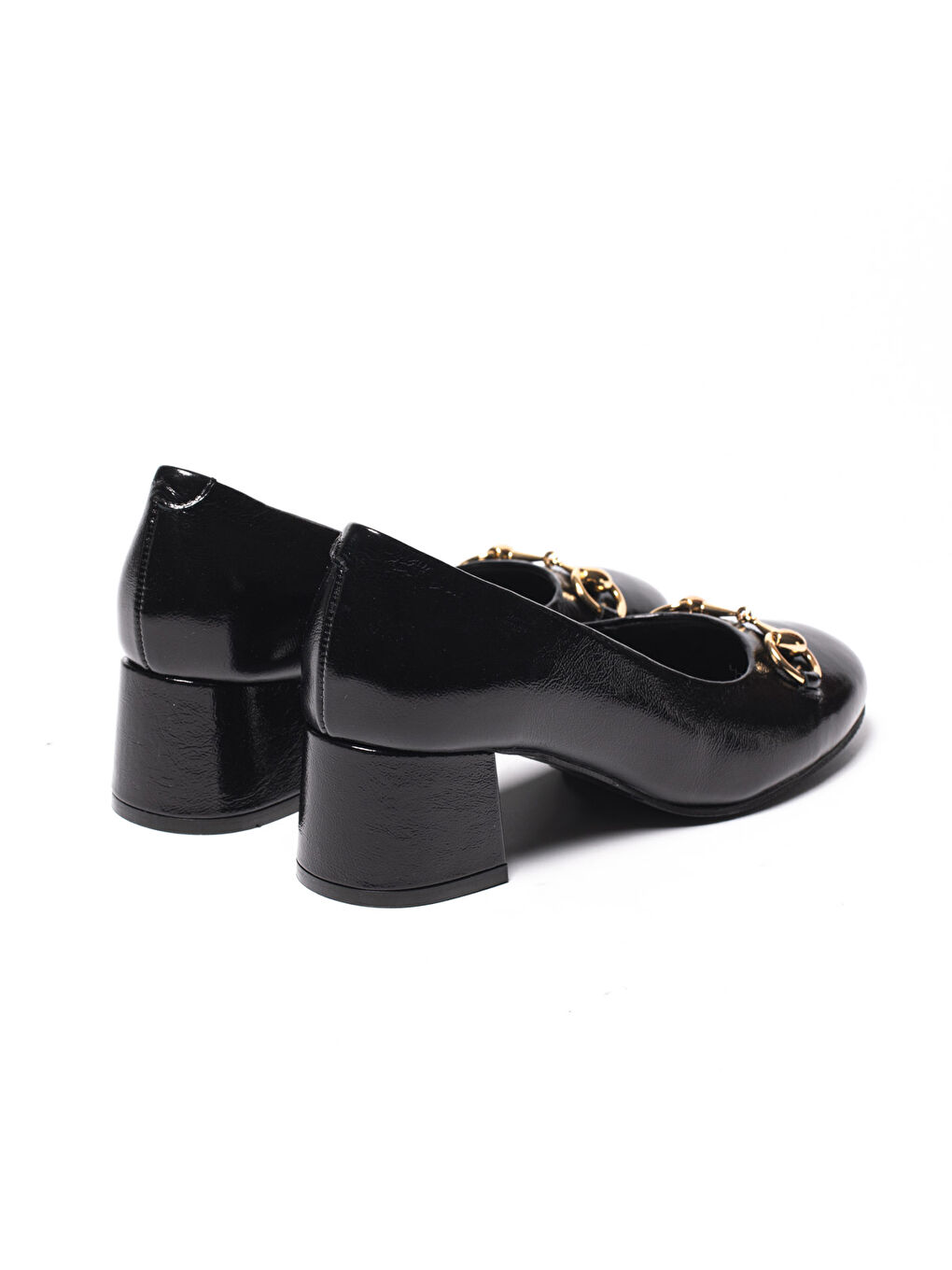 Siyah Kadın Topuklu/ Stiletto 645 10 Patent Leather Wrinkled-3