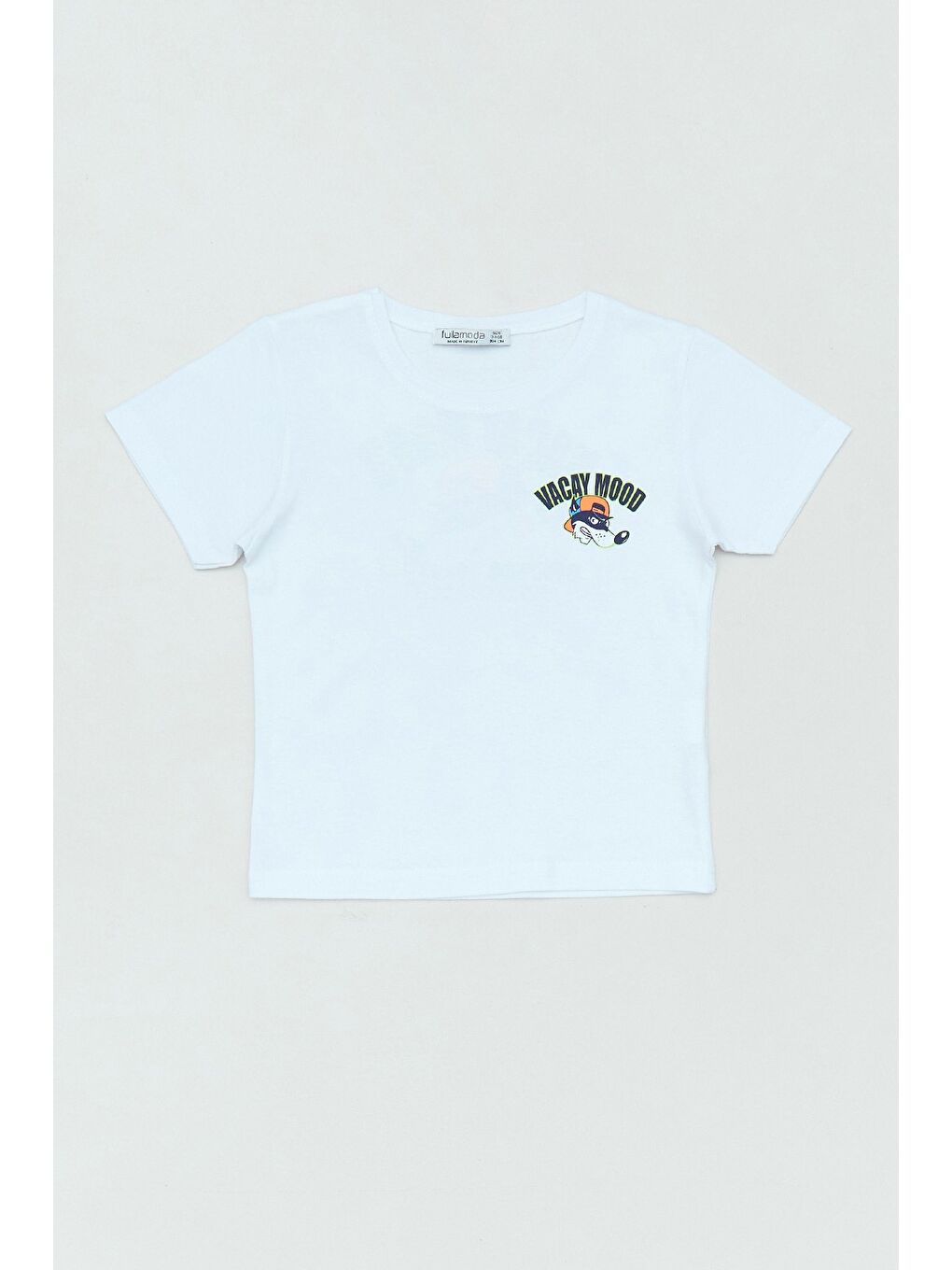 Beyaz %100 Pamuk Önü Ve Arkası Köpek Baskılı Erkek Çocuk Tişört