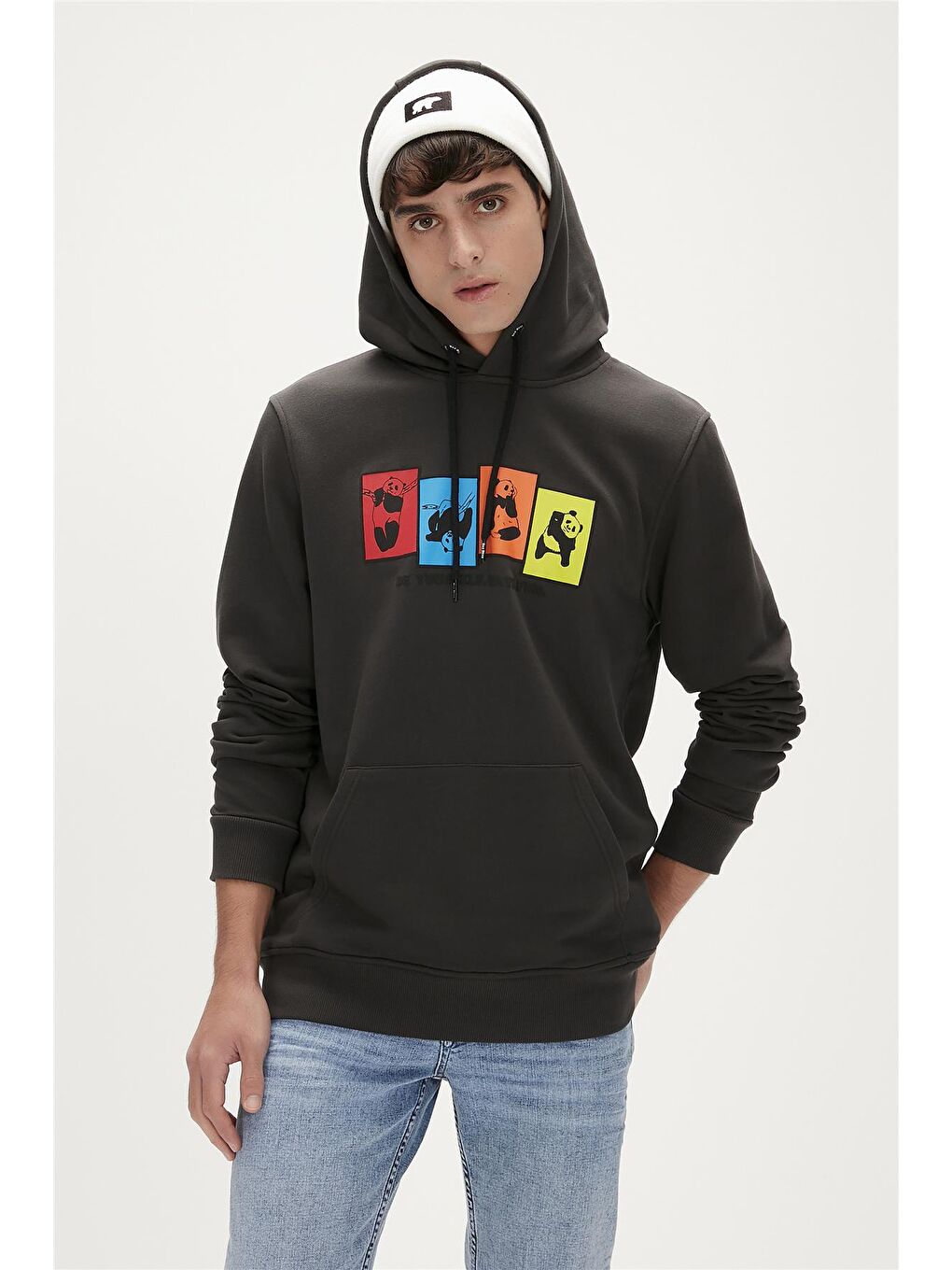 Bad Bear Antrasit Fun Hoodie Antrasit Kapüşonlu Erkek Sweatshirt