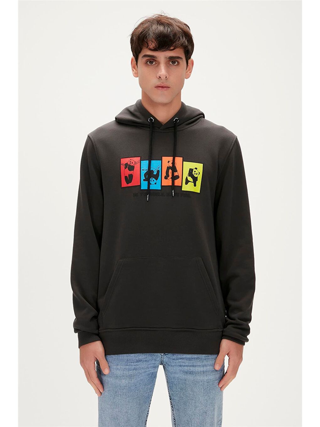 Bad Bear Antrasit Fun Hoodie Antrasit Kapüşonlu Erkek Sweatshirt - 1