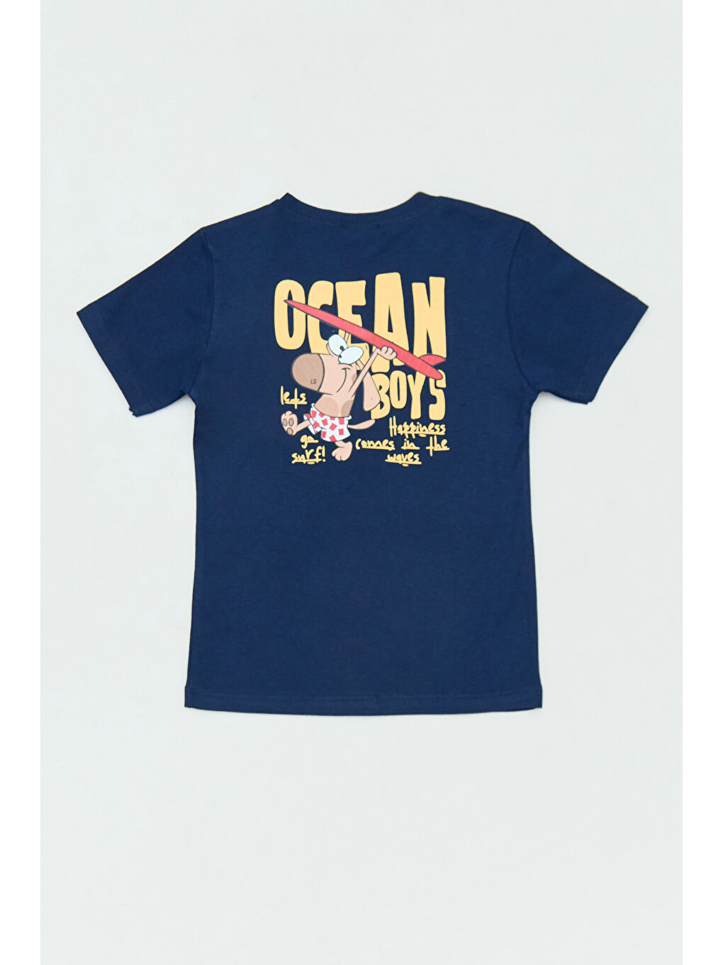 Lacivert %100 Pamuk Önü Ve Arkası Baskılı Erkek Çocuk Tişört-1