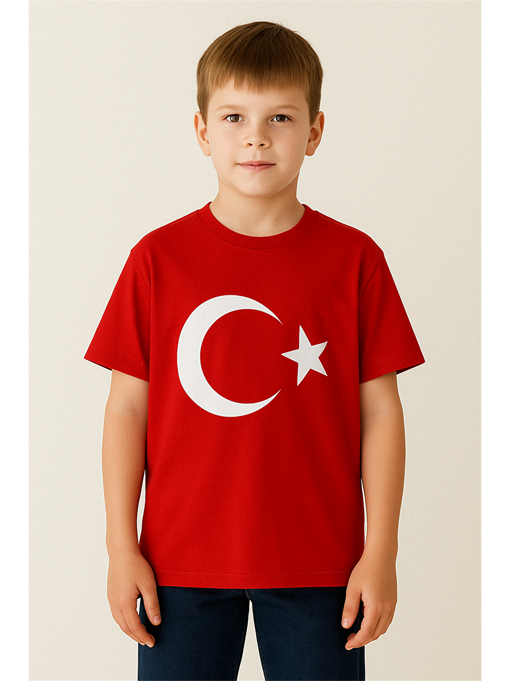 Erkek Çocuk Tişört Türk Bayraklı Kırmızı (4-14 Yaş)-1