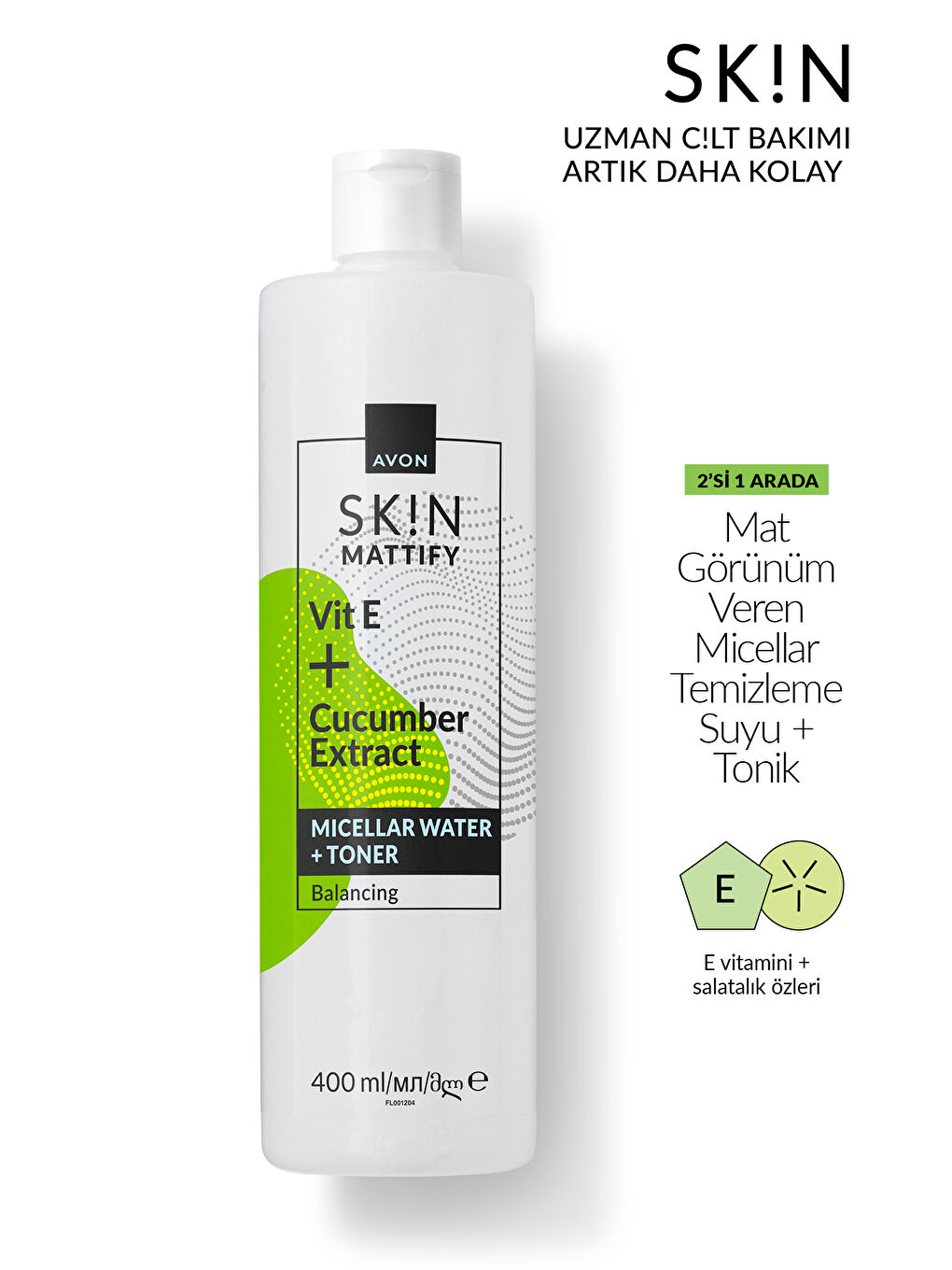 SK!N Mat Görünüm Veren Micellar Temizleme Suyu + Tonik 400 Ml.-1