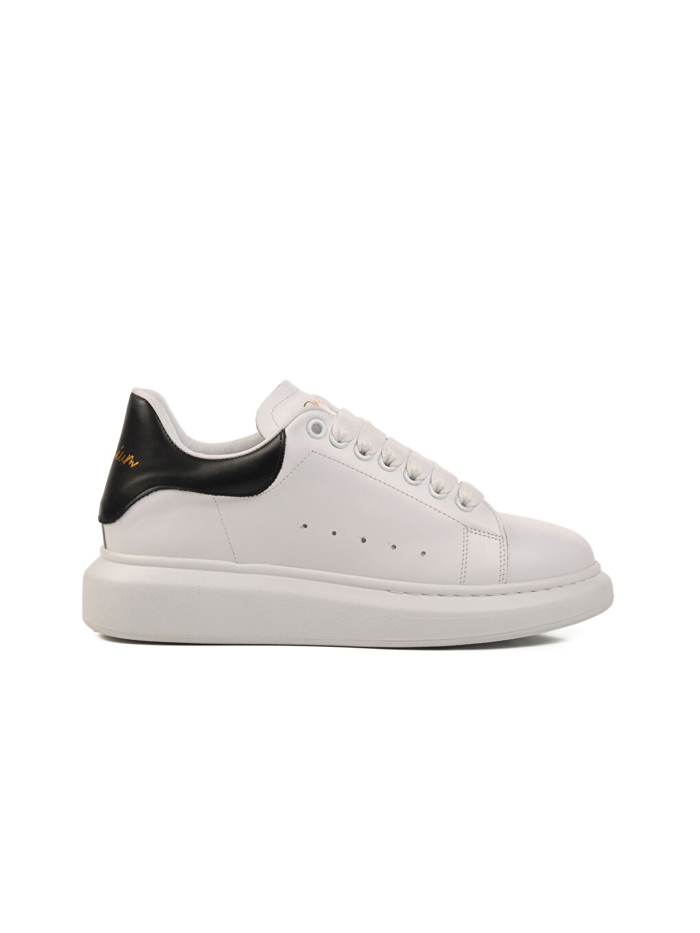 Beyaz Siyah Hakiki Deri Erkek Sneaker Premium 02028 M