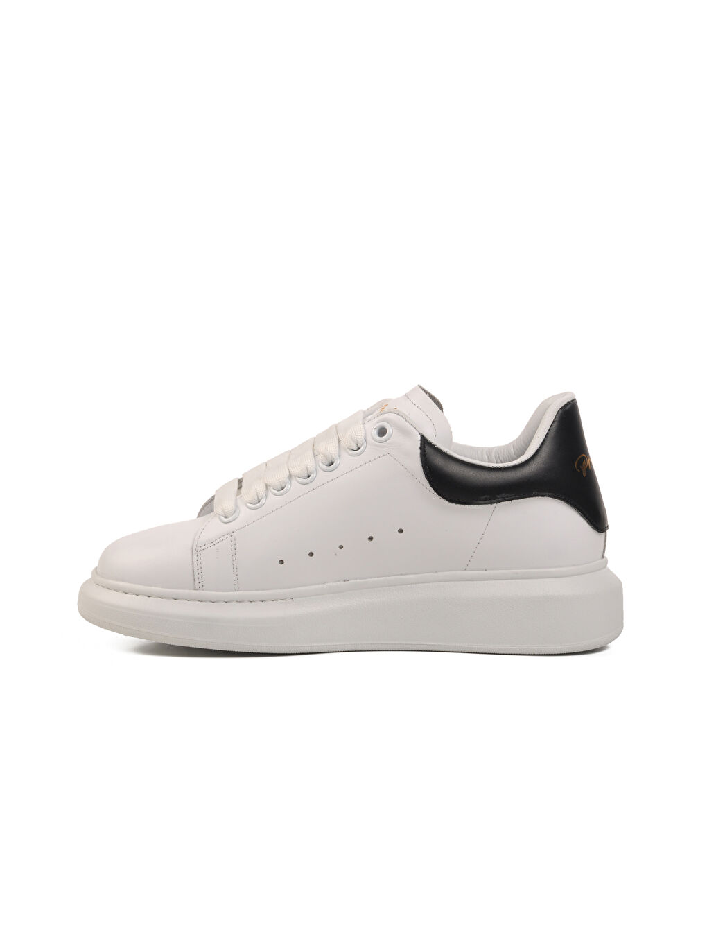 Beyaz Siyah Hakiki Deri Erkek Sneaker Premium 02028 M-1