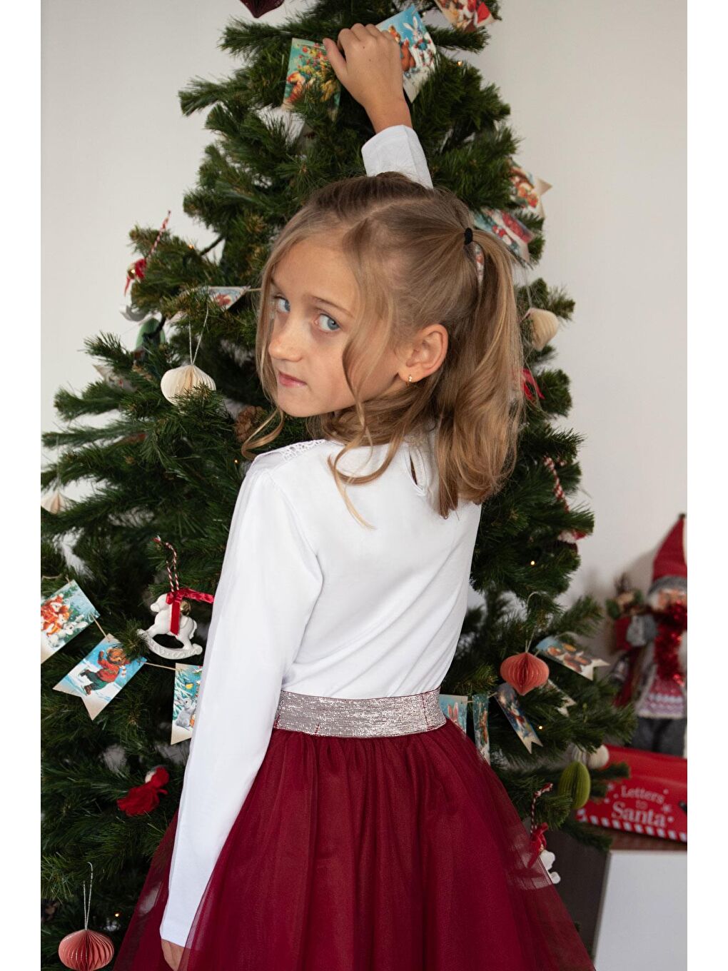 Kız Çocuk Uzun Kollu Tişört Yaka Kısmı Dantel Detaylı Kırık Beyaz (9-14 Yaş)-1