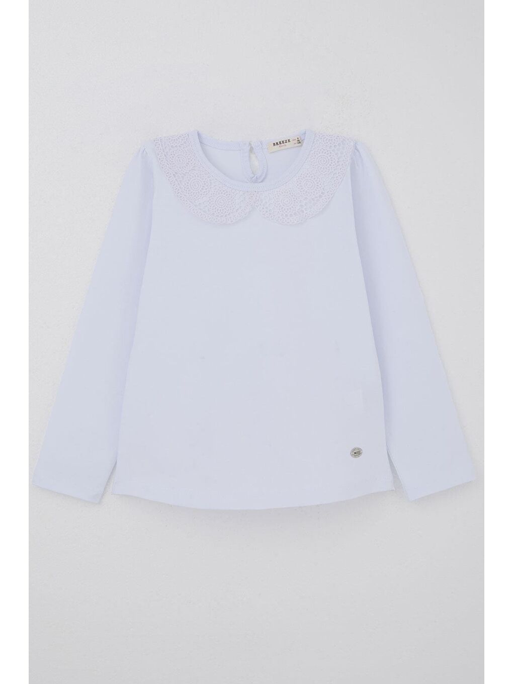 Kız Çocuk Uzun Kollu Tişört Yaka Kısmı Dantel Detaylı Kırık Beyaz (9-14 Yaş)-3