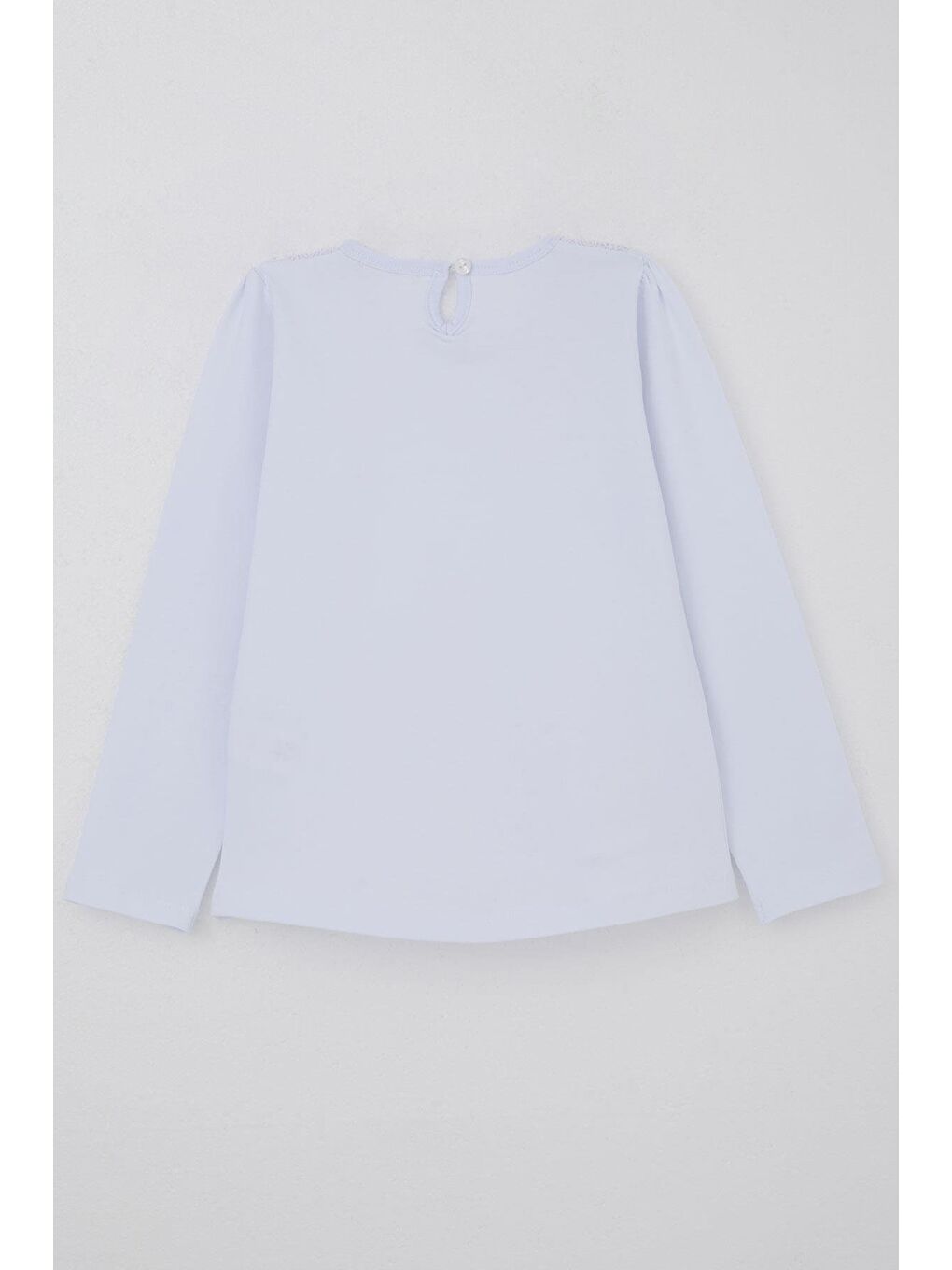 Kız Çocuk Uzun Kollu Tişört Yaka Kısmı Dantel Detaylı Kırık Beyaz (9-14 Yaş)-4