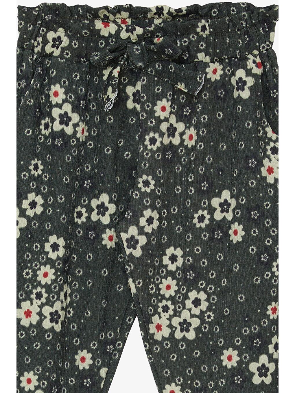 Kız Çocuk Tayt Pantolon Fiyonklu Çiçekli Haki Yeşil (6-10 Yaş)-2