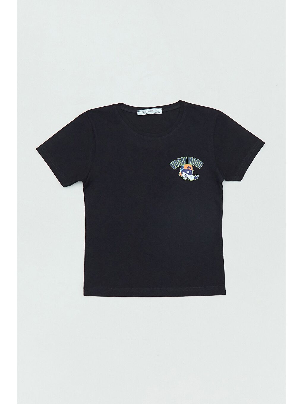 Siyah %100 Pamuk Önü Ve Arkası Köpek Baskılı Erkek Çocuk Tişört