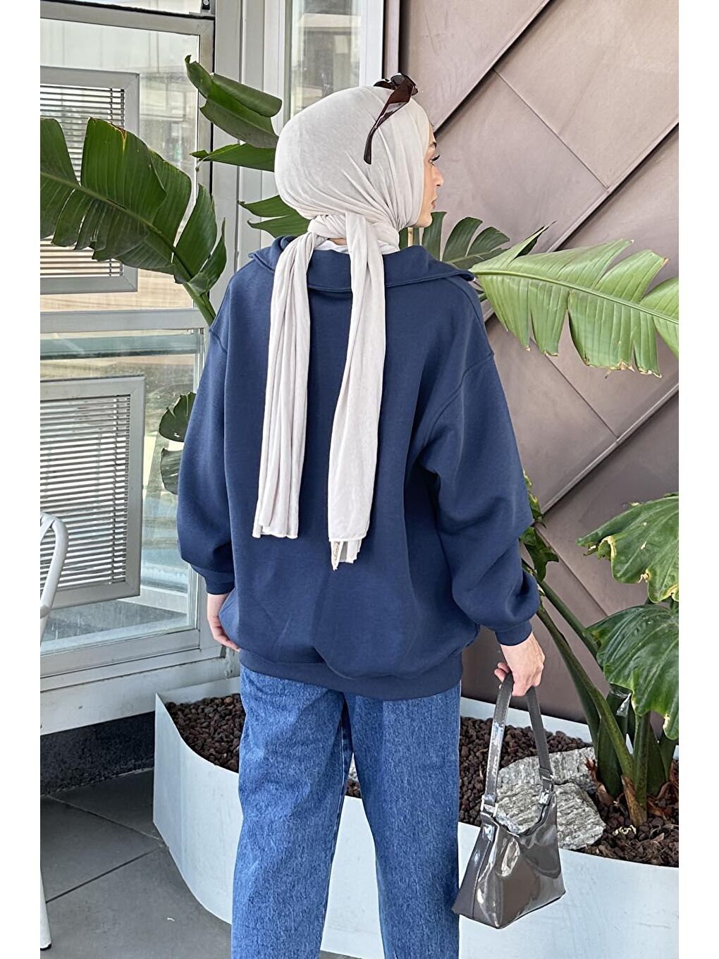 Universiy Baskılı Üç İplik Sweat Lacivert-3