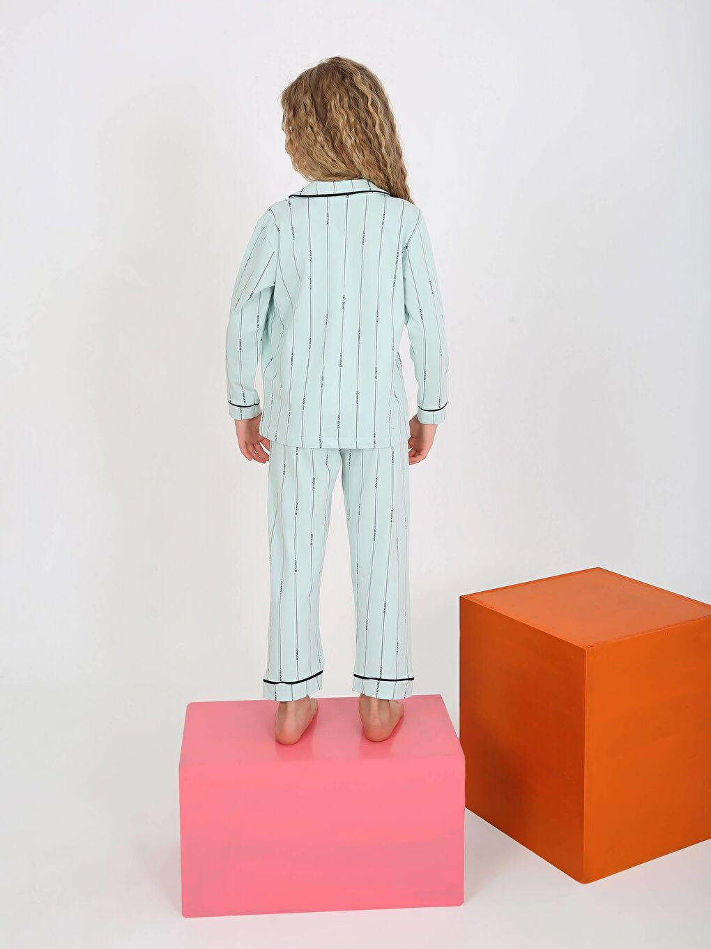 Vitmo Yeşil Kız Çocuk Uzun Kollu Düğmeli Pijama Takımı Stay Focused Mint - 2