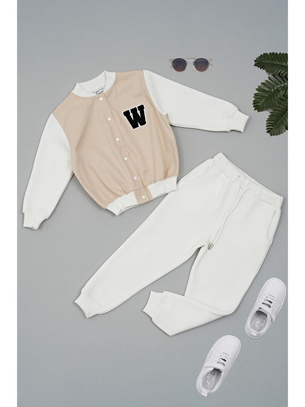 Bej Kolej Ceket W Nakışlı Taş Alt Üst Takım