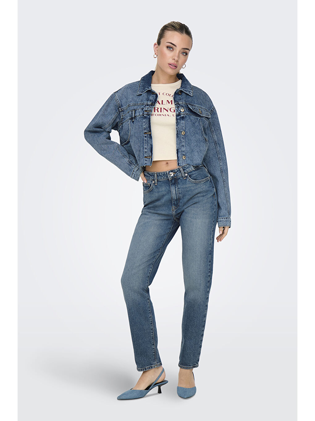 Only Mavi Onlemily Pamuklu Straight Fit Yüksek Bel Kadın Jeans 15302428 - 1