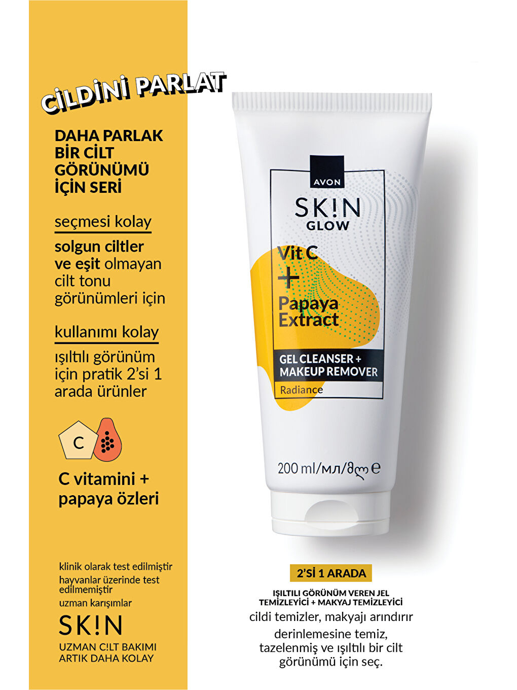 SK!N Işıltılı Görünüm Veren Jel Temizleyici + Makyaj Temizleyici 200 Ml.-2