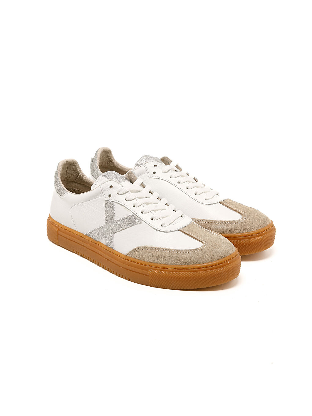 Kadın Sneaker ( Günlük) MAR-25Y-192-3030 Bej Süet-Beyaz Cilt-Silver Sim-2