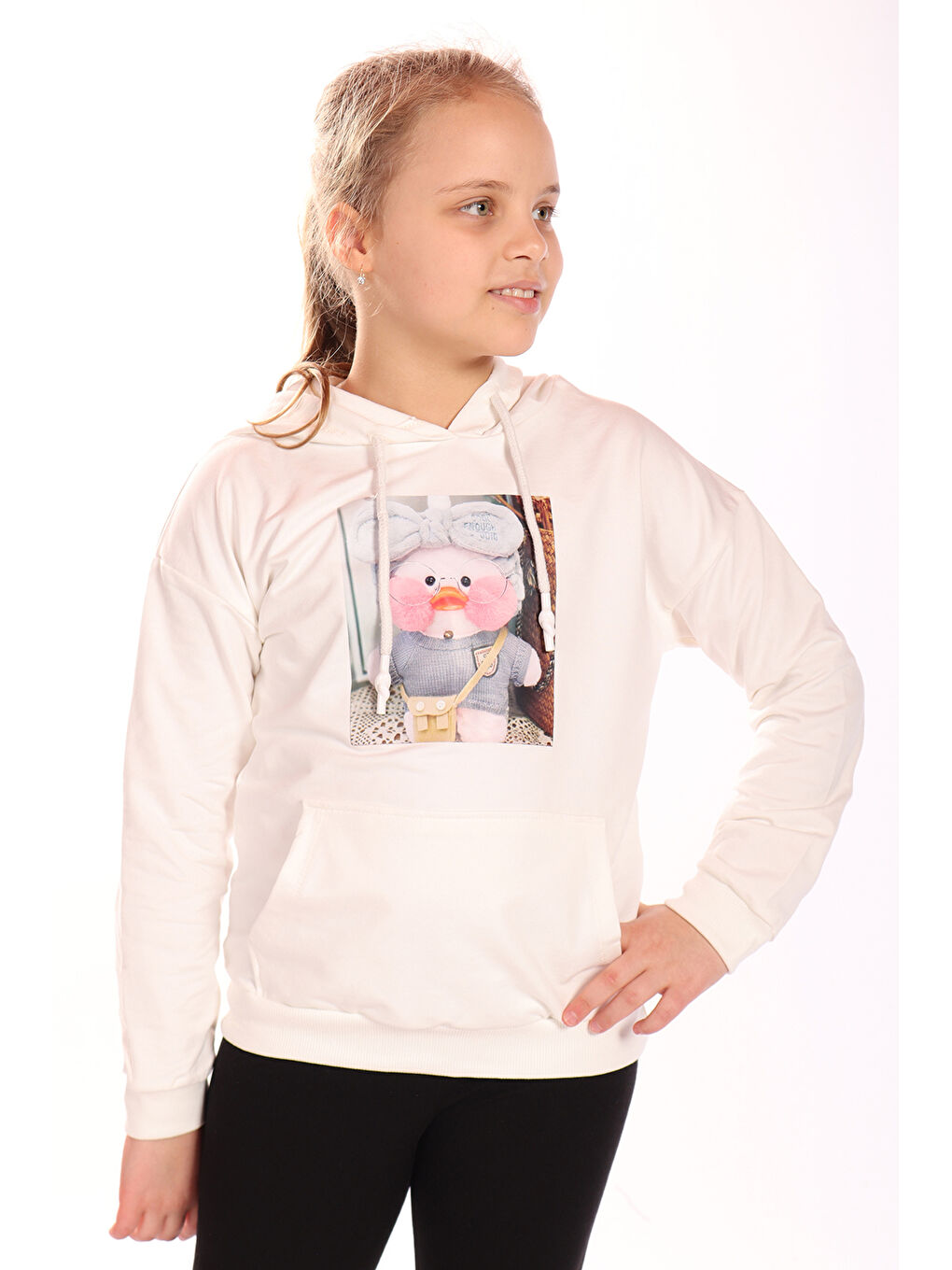 Toontoykids Ekru Kız Çocuk Baskılı Sweatshirt