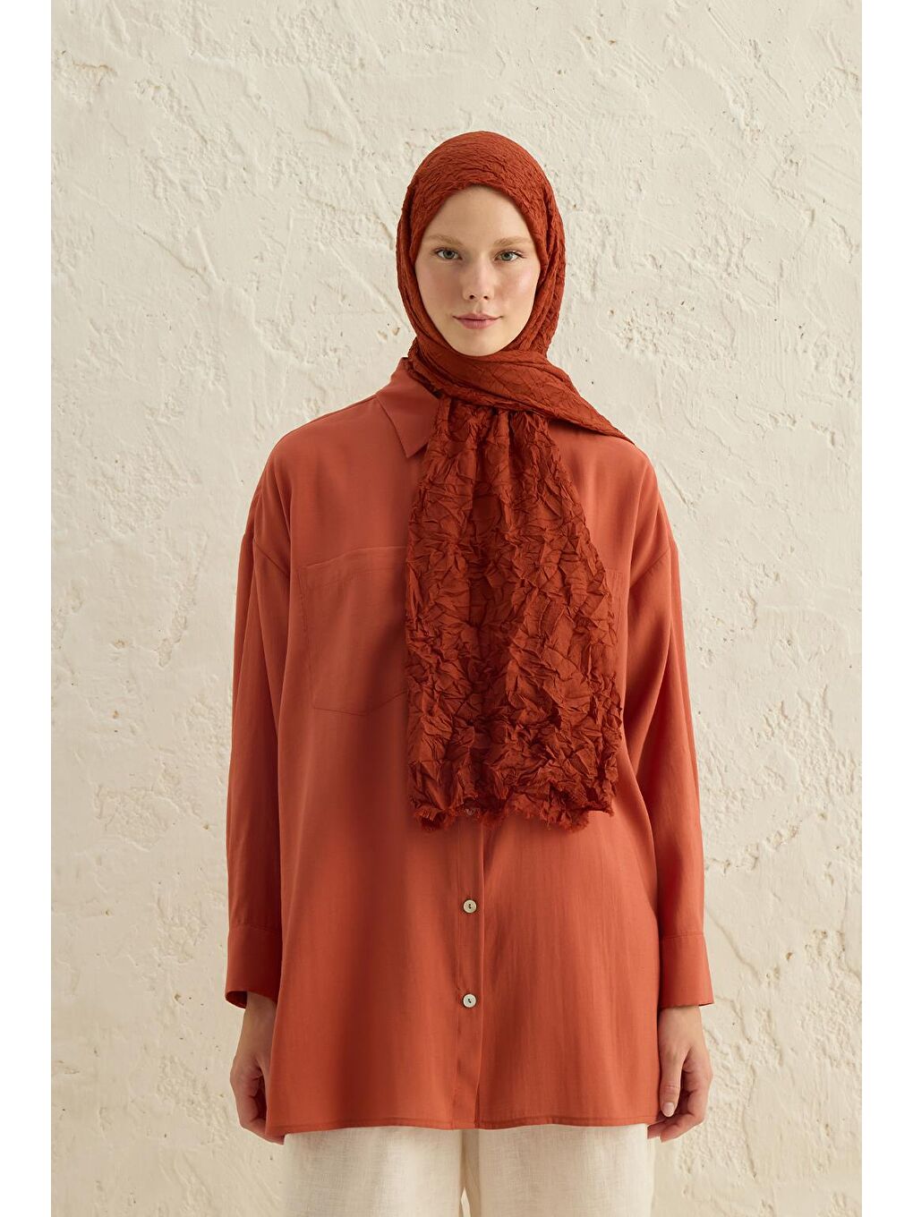 Kahverengi Vual Kraş Şal Kiremit-2