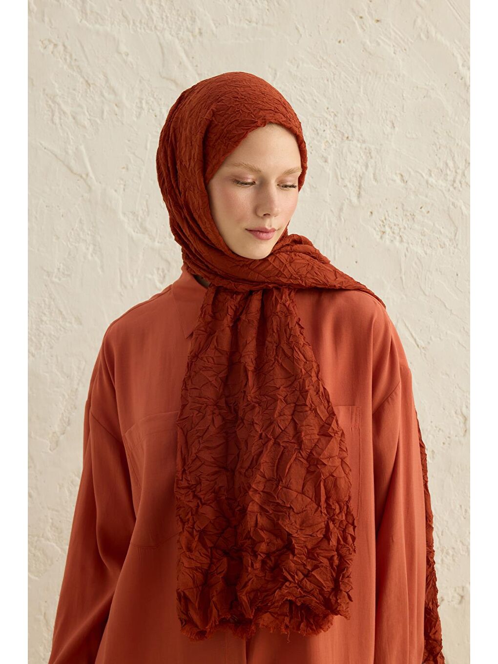 Kahverengi Vual Kraş Şal Kiremit-3