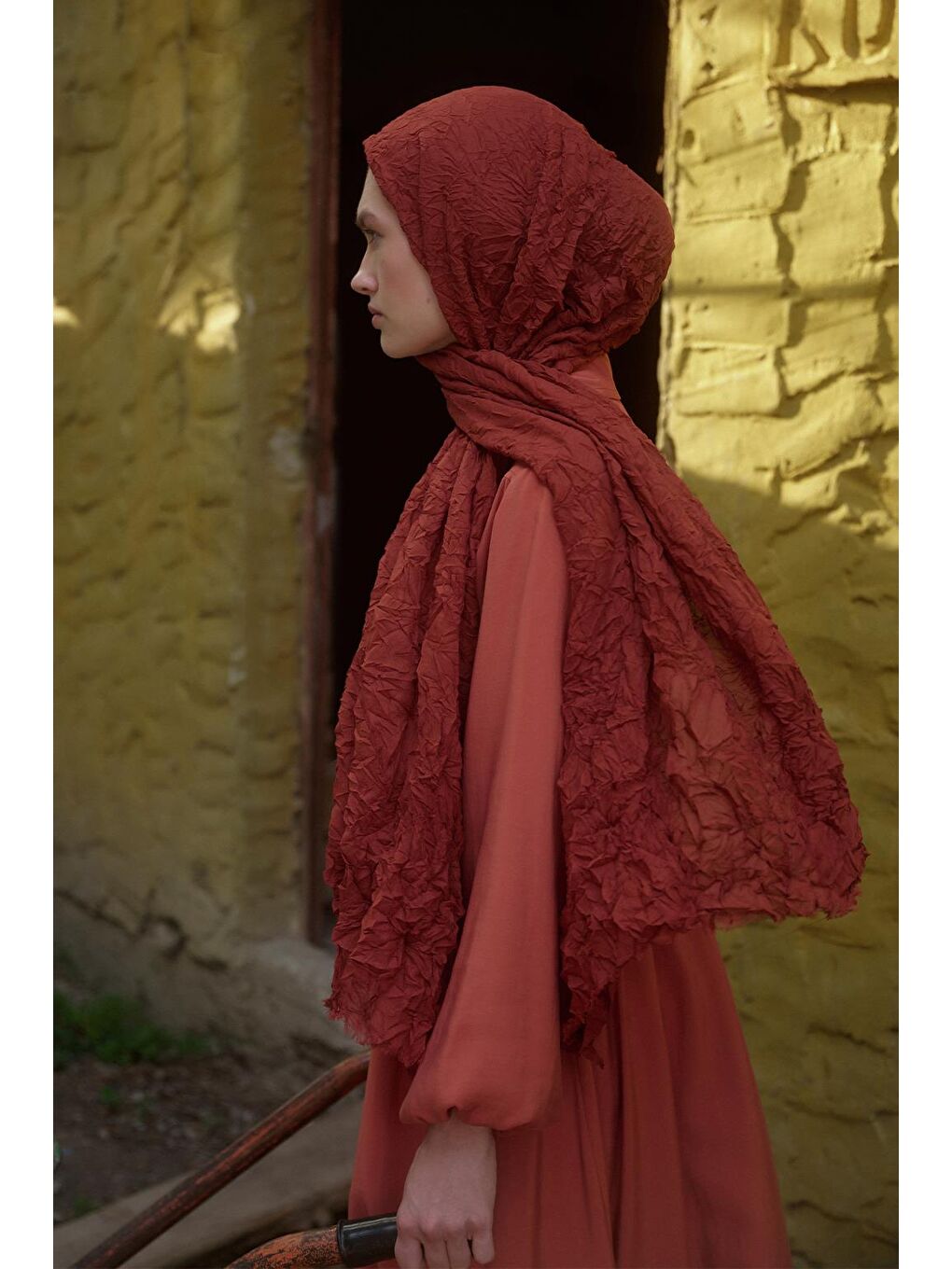 Kahverengi Vual Kraş Şal Kiremit-4