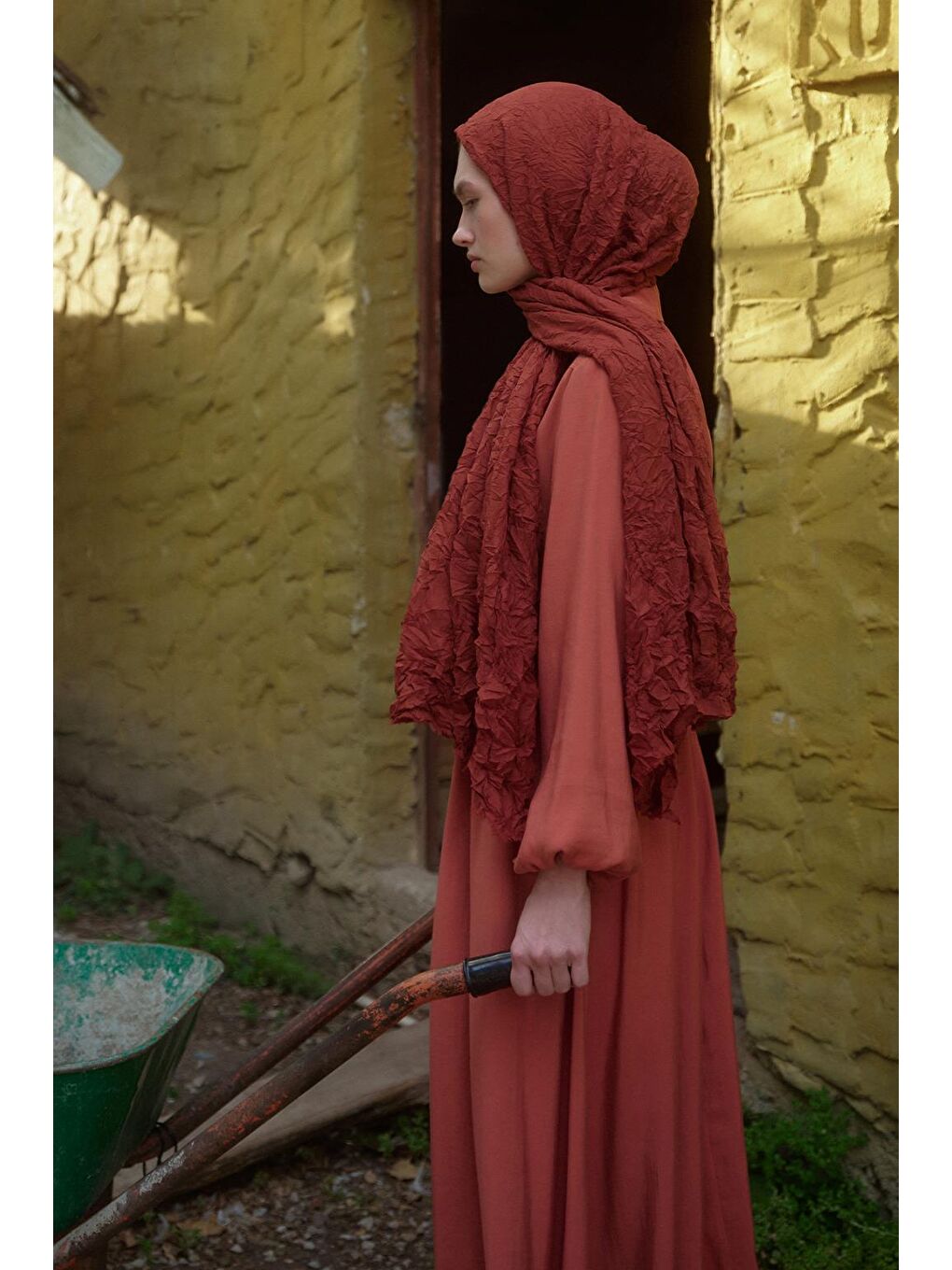 Kahverengi Vual Kraş Şal Kiremit-5