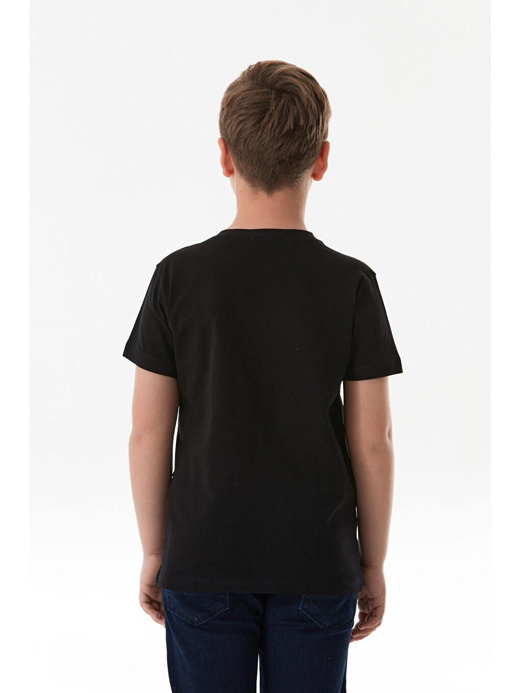 Siyah %100 Pamuk Rustic Yazı Baskılı Erkek Çocuk Tişört-3