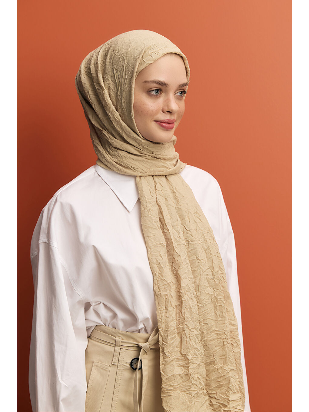 Bej Vual Kraş Şal Deve Tüyü-1