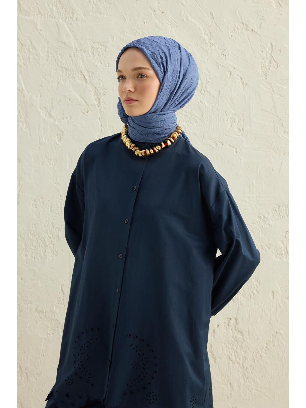 Vual Kraş Şal Gök Mavi-4