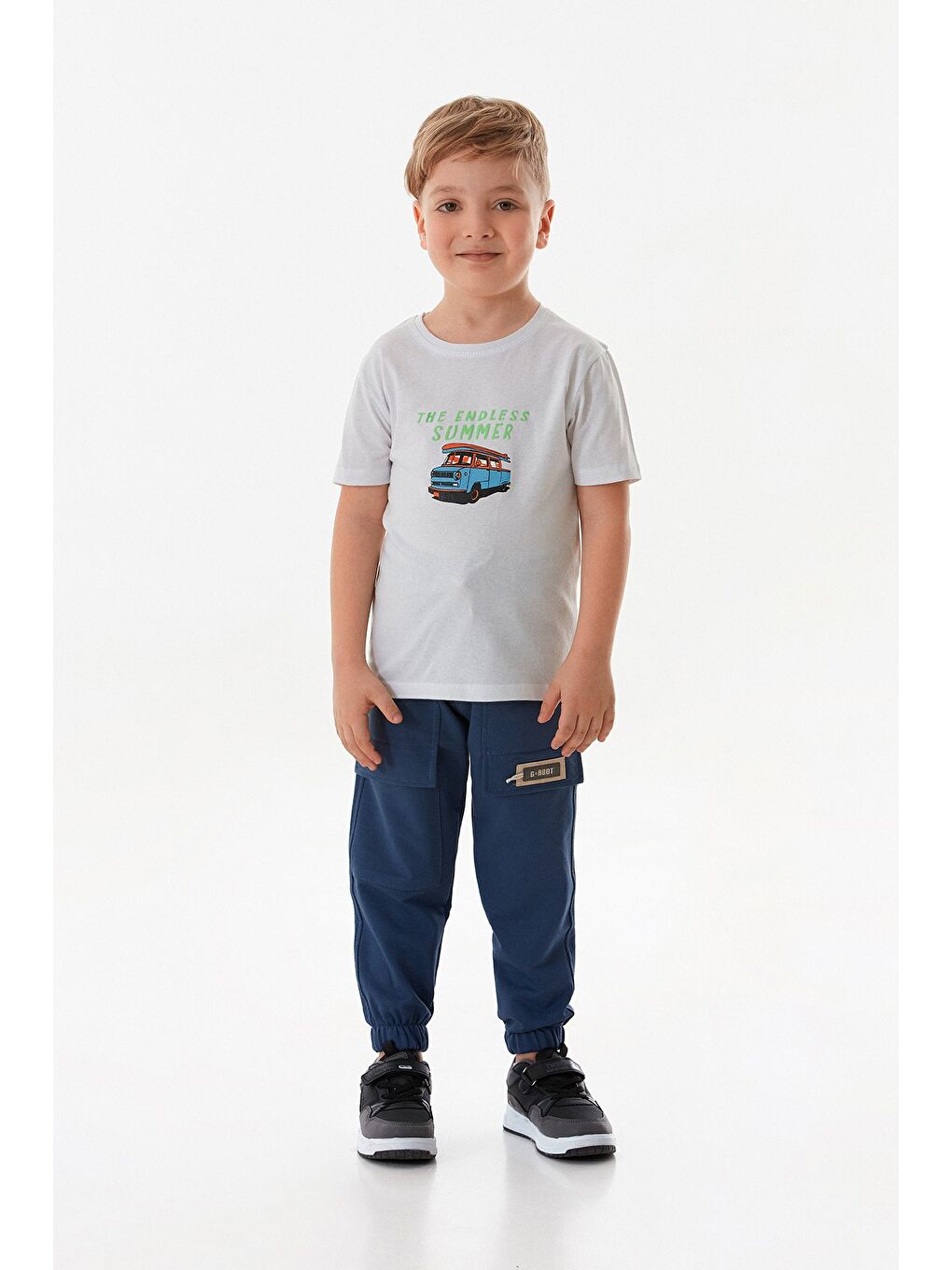 Beyaz Araba Ve Yazı Baskılı Erkek Çocuk Tişört-2