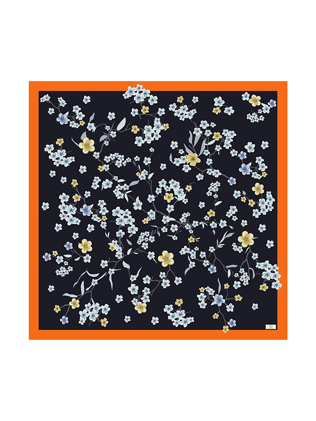 Turuncu Twill İpek Eşarp Tiny-1