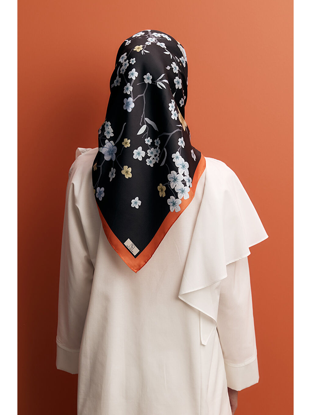 Turuncu Twill İpek Eşarp Tiny-5