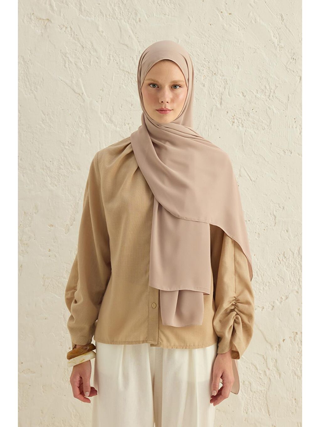 Kahverengi Daily Krep Şal Cappuccino-3