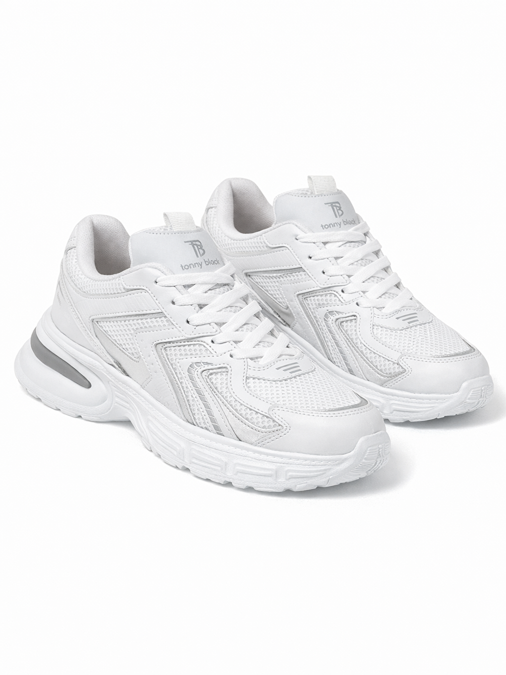 Kadın Beyaz Kalın Hafif Faylon Taban File Detaylı Bağcıklı Spor Ayakkabı