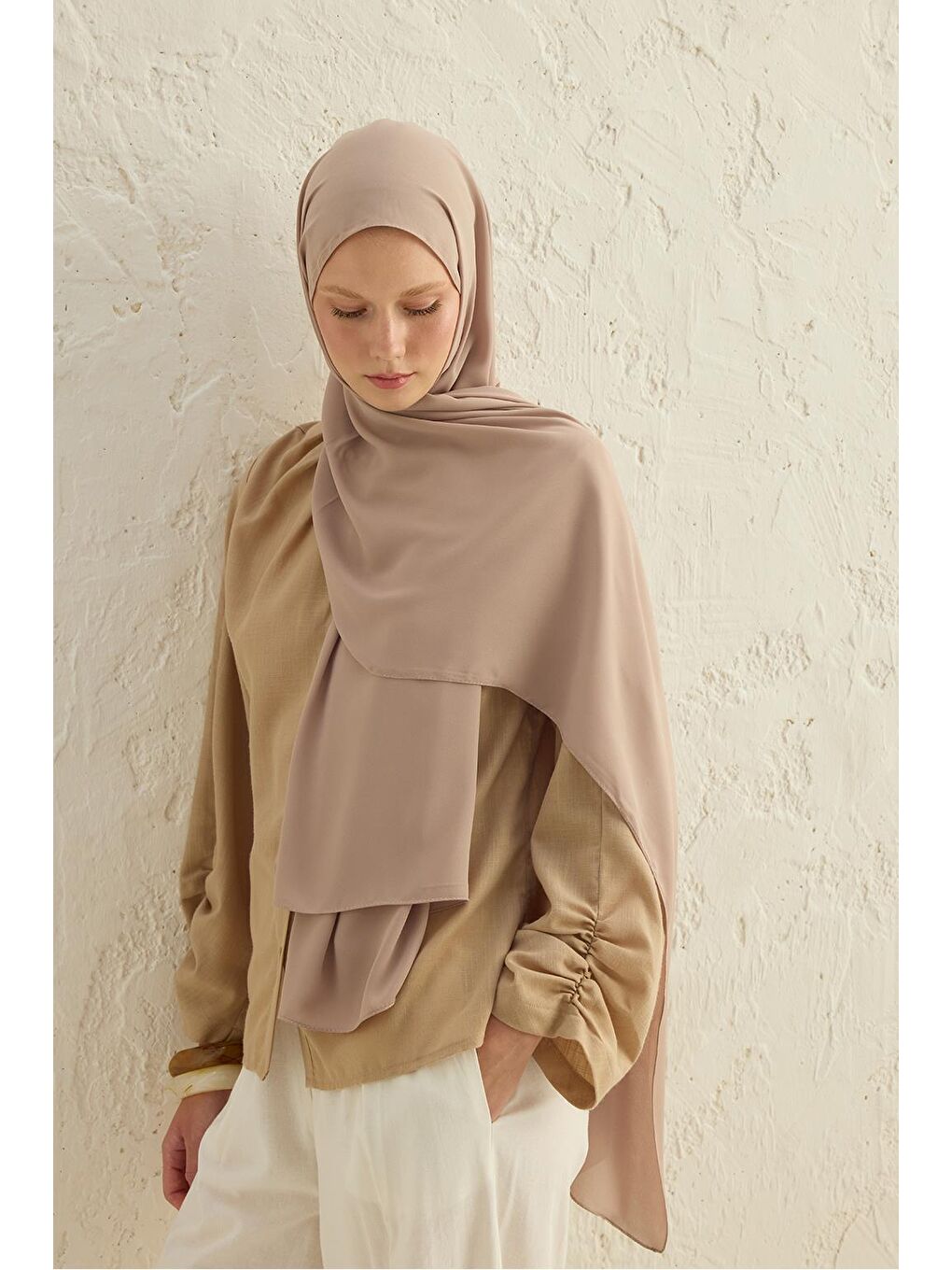 Kahverengi Daily Krep Şal Cappuccino-2