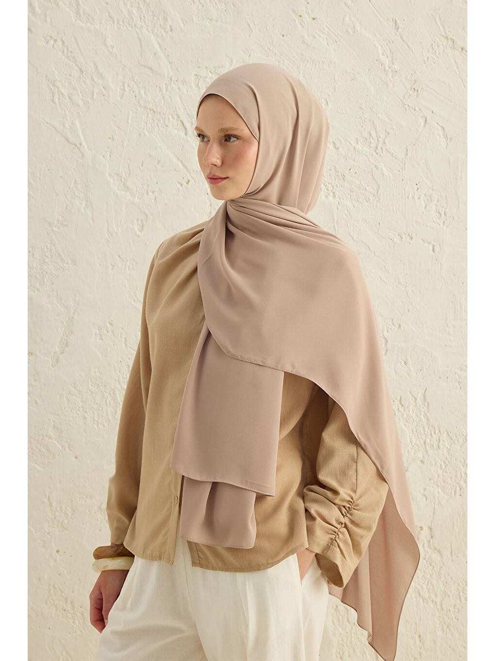 Kahverengi Daily Krep Şal Cappuccino-4