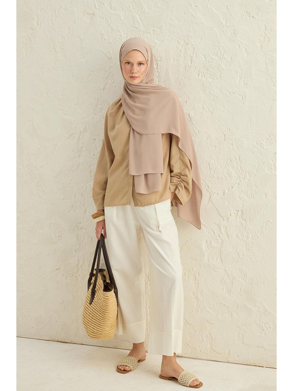 Kahverengi Daily Krep Şal Cappuccino-6