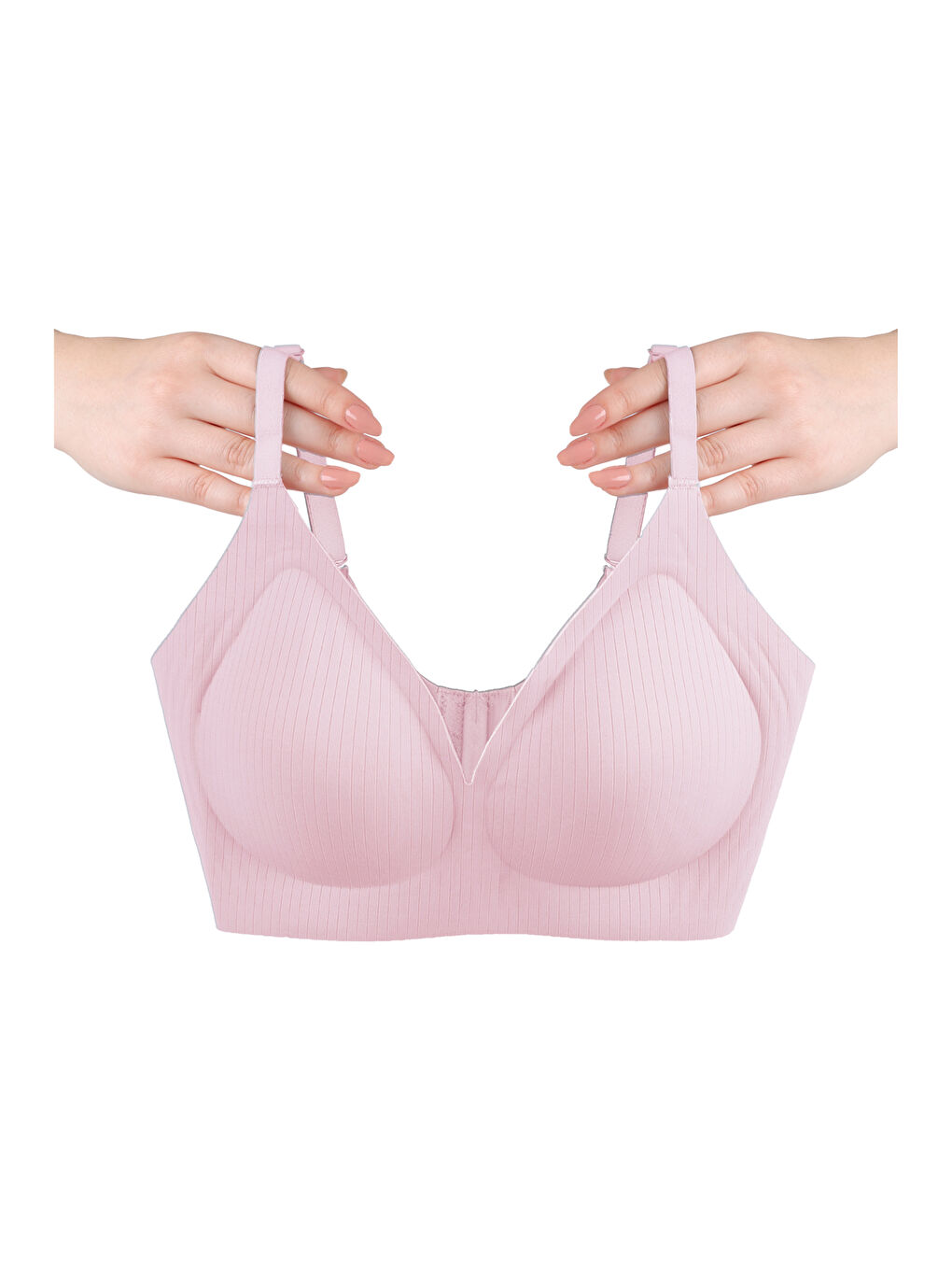 Pembe Balensiz Görünmez Fitilli Kaşkorse Çıkarılabilir Pedli Dikişsiz Sütyen