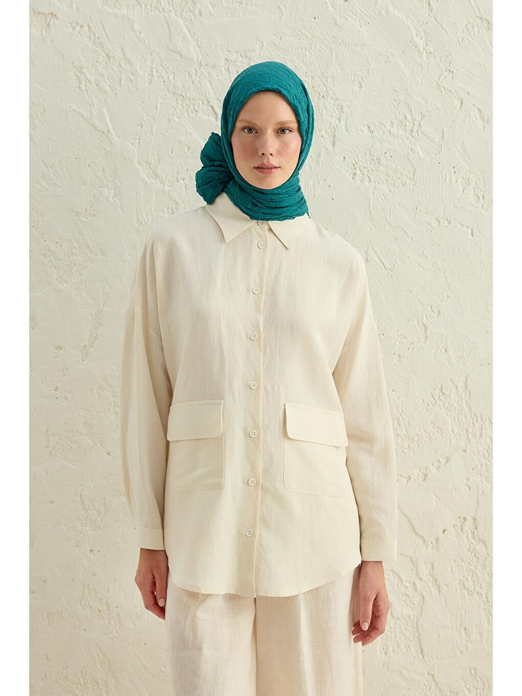 Vual Kraş Şal Zümrüt Yeşili-1