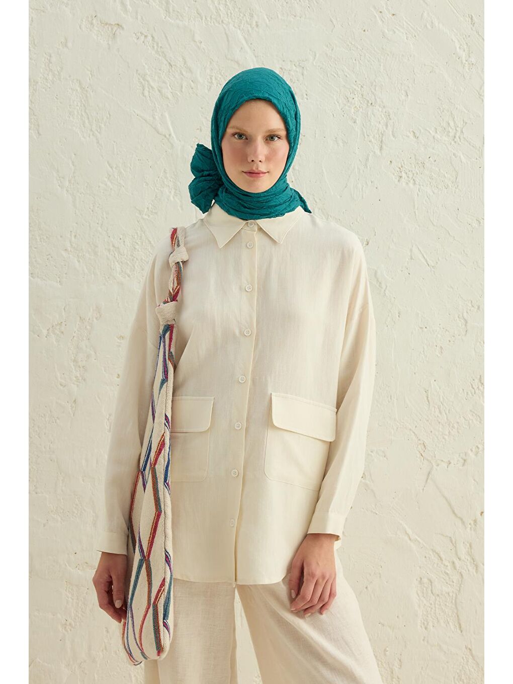 Vual Kraş Şal Zümrüt Yeşili-2