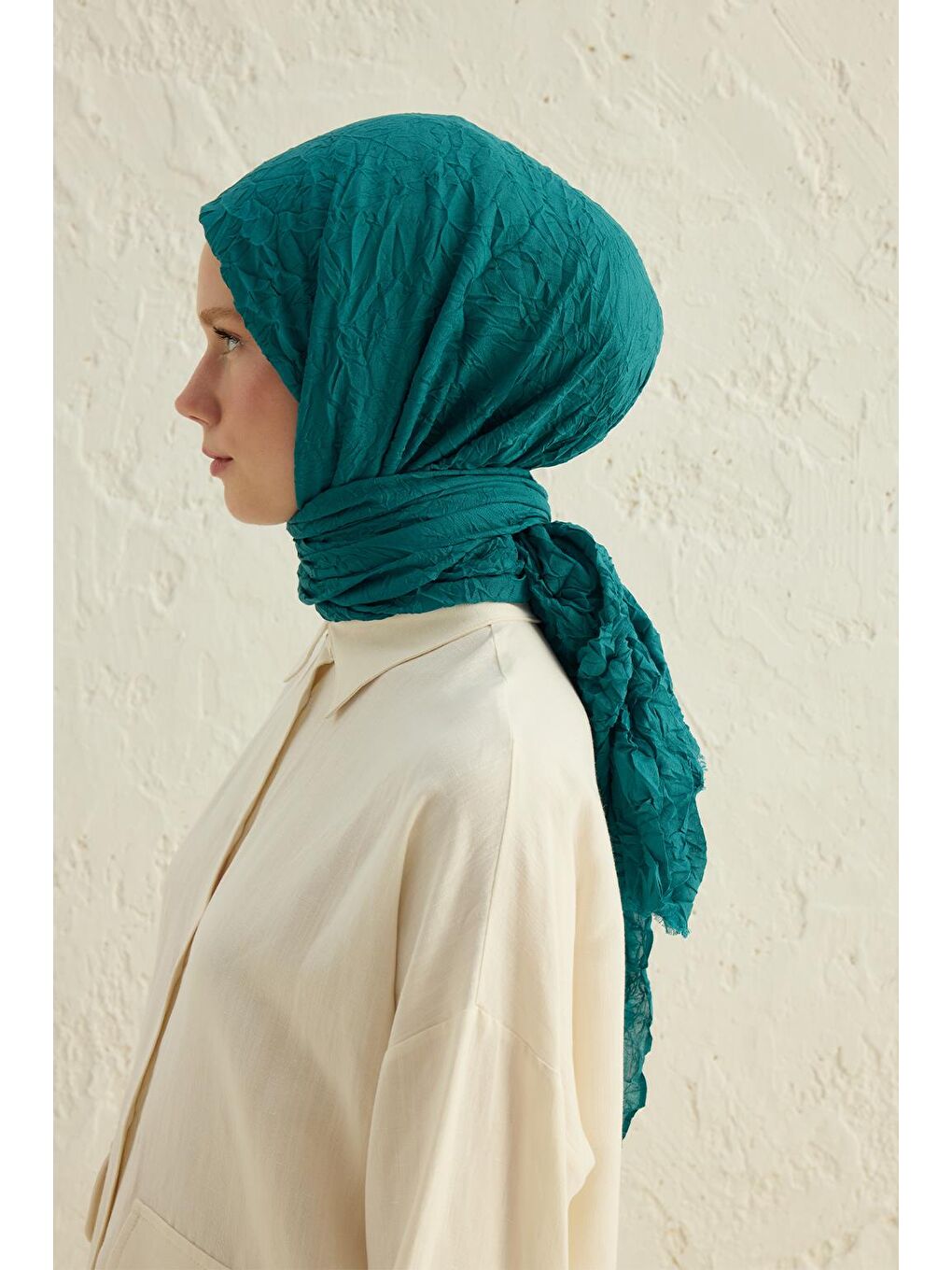 Vual Kraş Şal Zümrüt Yeşili-4