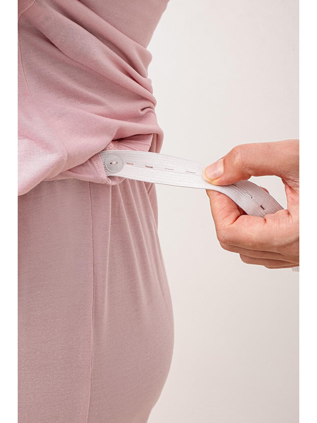 Pembe Uzun Kollu Dantelli Elastanlı Viskoz Hamile Sabahlık Pijama Takım 20300-9