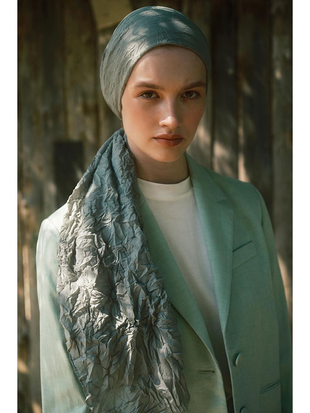 Vual Kraş Şal Pastel Yeşil-4