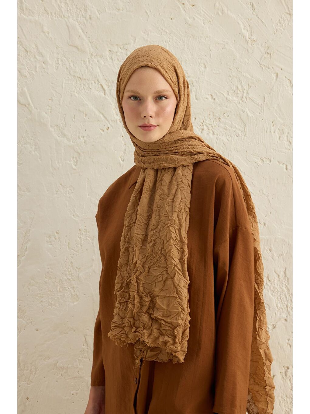Bej Vual Kraş Şal Badem-2