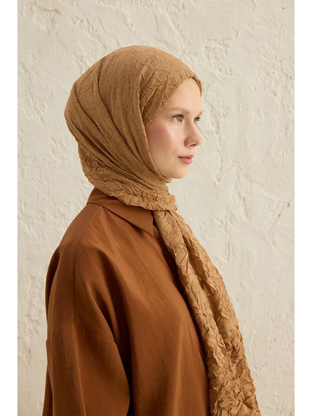 Bej Vual Kraş Şal Badem-3